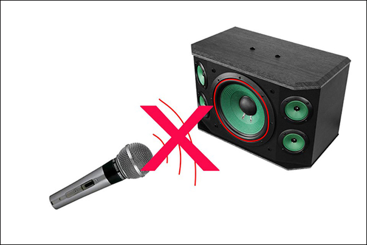 Việc đặt micro hướng thẳng vào loa bass có thể gây ra tiếng ù 